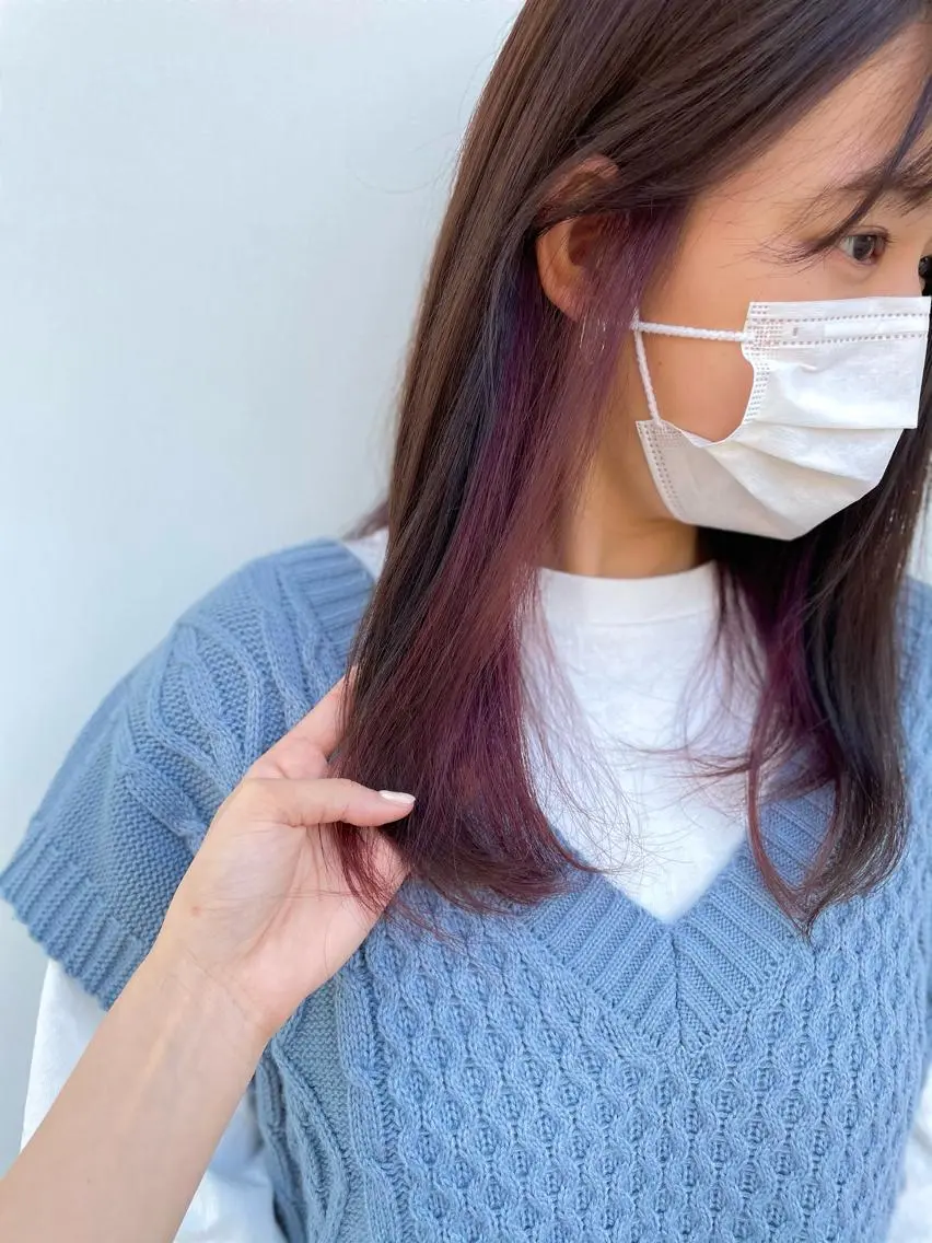 セミロング カラー インナーカラー ラベンダーカラー ラベンダーピンク ピンクカラー ナカタケ ユウのヘアスタイル