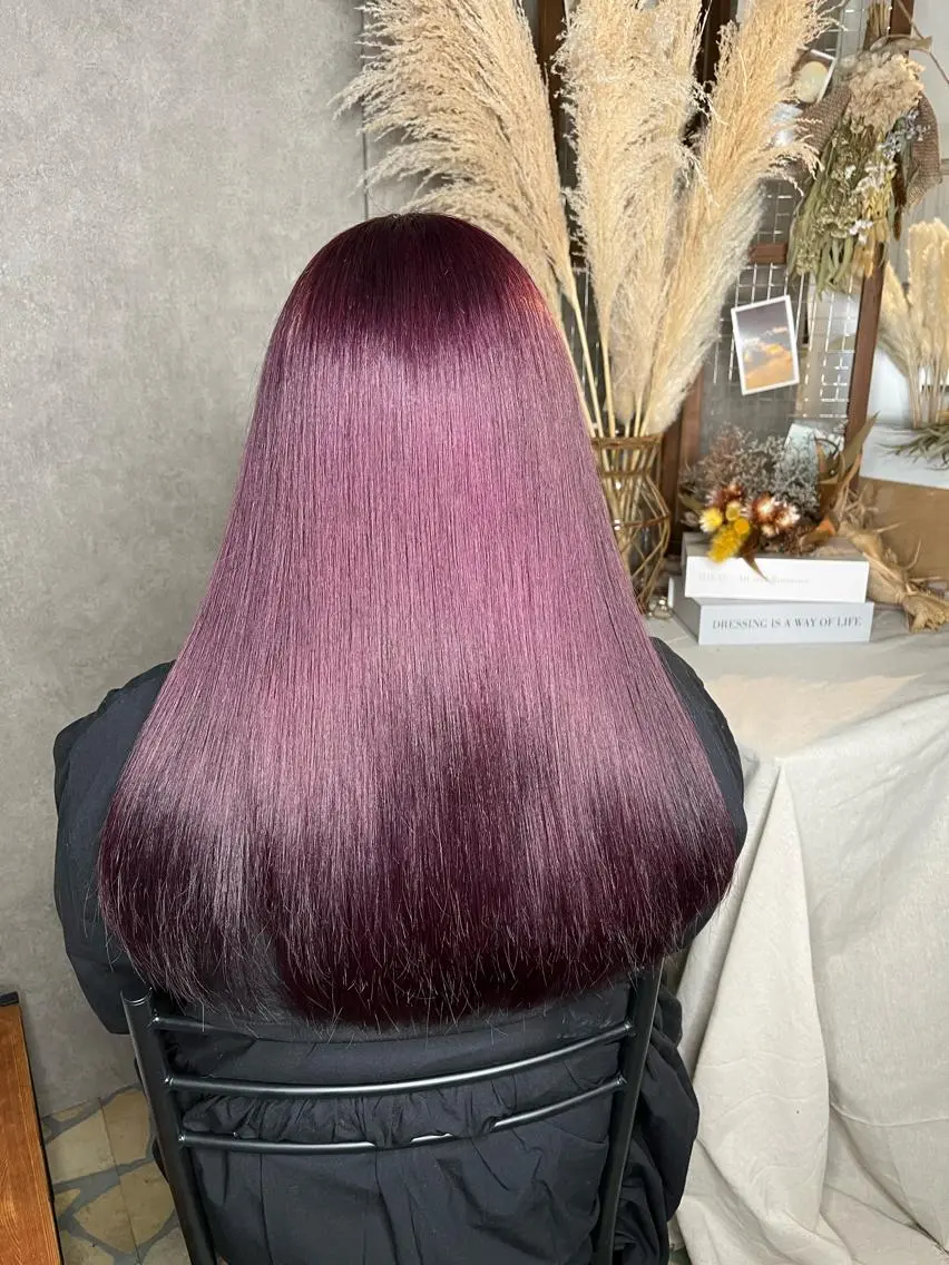 ロング パープルカラー ヘアカラー トリートメント エクステ・髪質改善・ ブリーチ・吉田大介のヘアスタイル