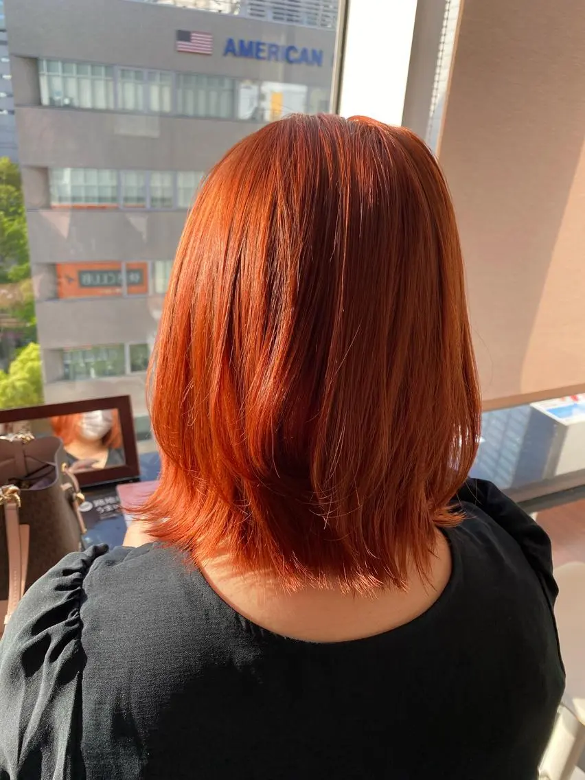 ミディアム ヘアカラー トリートメント 浦口友華 ♡  暖色系カラーのヘアスタイル