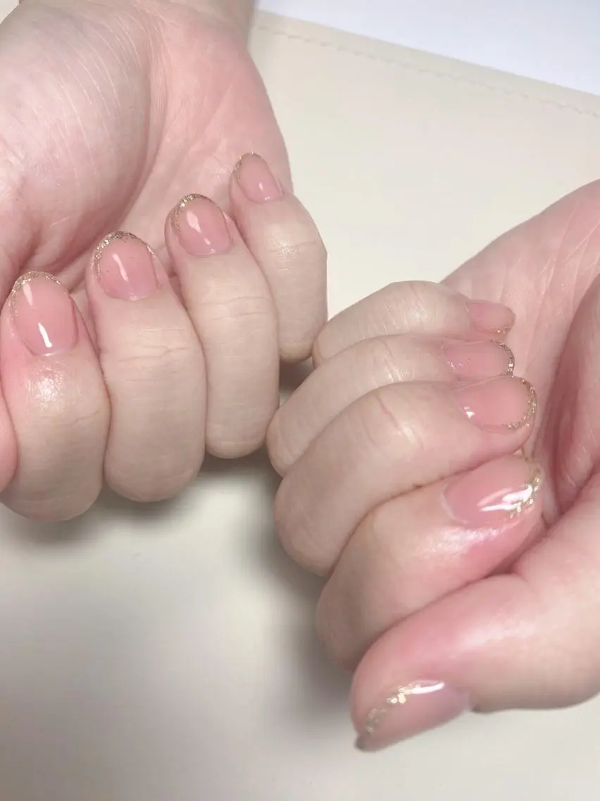 ネイル フレンチネイル ラメ(グリッター) オフィスネイル ハンドネイル Nail Salon K 🧸美爪育成のネイルデザイン