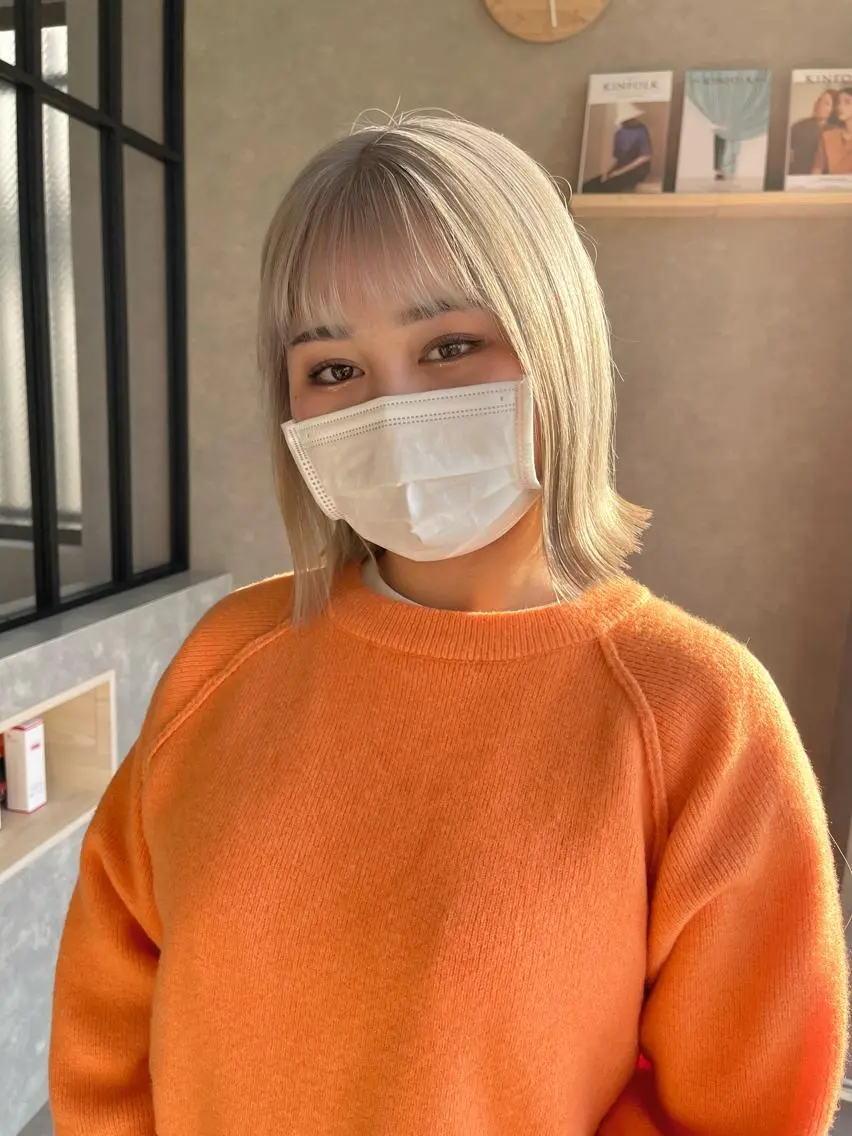 ミディアム カラー カット ヘアカラー トリートメント 一ノ瀬 暁のヘアスタイル