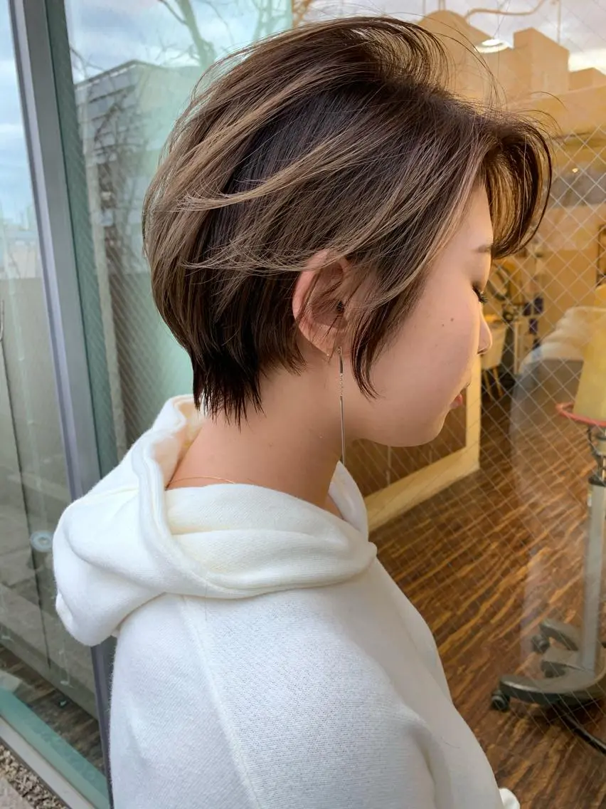 ショート カラー ハイライトカラー ハイライト ショートヘア 髪質改善サロン ARCHE野瀬冬馬のヘアスタイル
