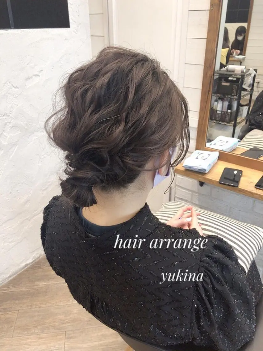 ミディアム お団子ヘア ヘアセット ✨透明感ケアカラー✨ 長野ゆきなのヘアスタイル