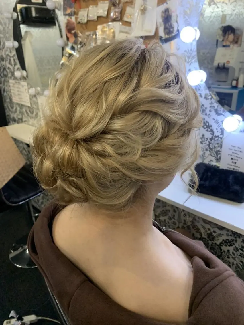 ミディアム ヘアアレンジ カラー パーマ 結婚式・ブライダル 浴衣 Rarely  beautyのヘアスタイル