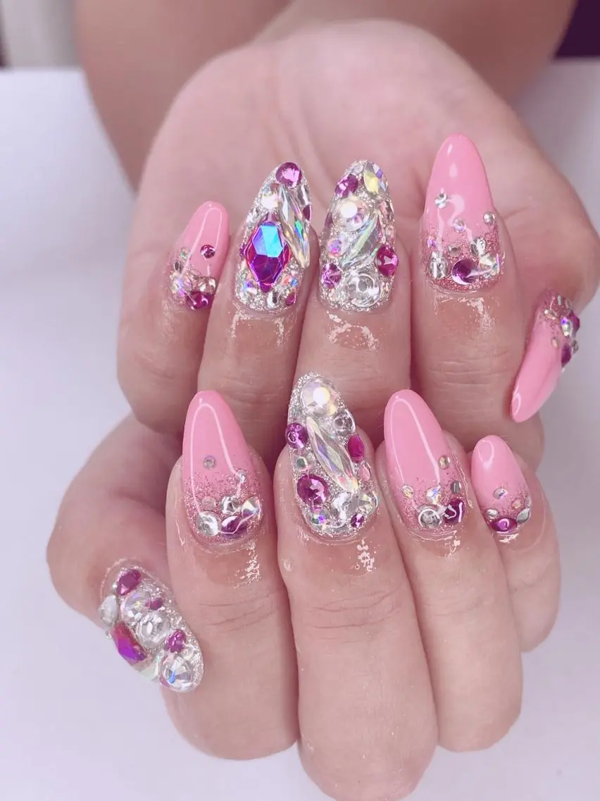 ネイル アートネイル オーロラネイル 桜ネイル クリアネイル ドット Nail Salon ertiのネイルデザイン