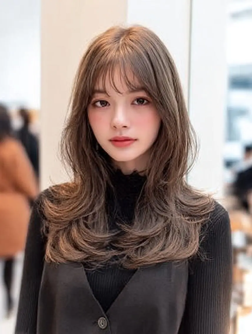 セミロング ハッシュカット 髪質改善 レイヤーカット 縮毛矯正 トリートメント カット ヘアカラー トリートメント 生艶髪＆レイヤー🔔 渋谷お薦めNo.1✨のヘアスタイル
