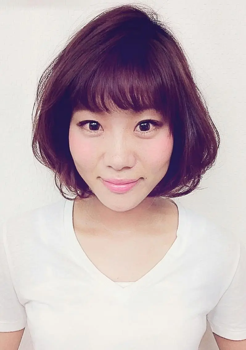 ミディアム ショート カラー ボブ シースルーバング 芝 幸大のヘアスタイル