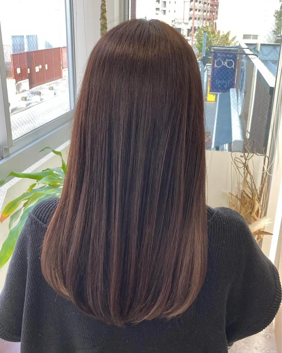 ロング カット 縮毛矯正 トリートメント Chainon 山中 拓也のヘアスタイル
