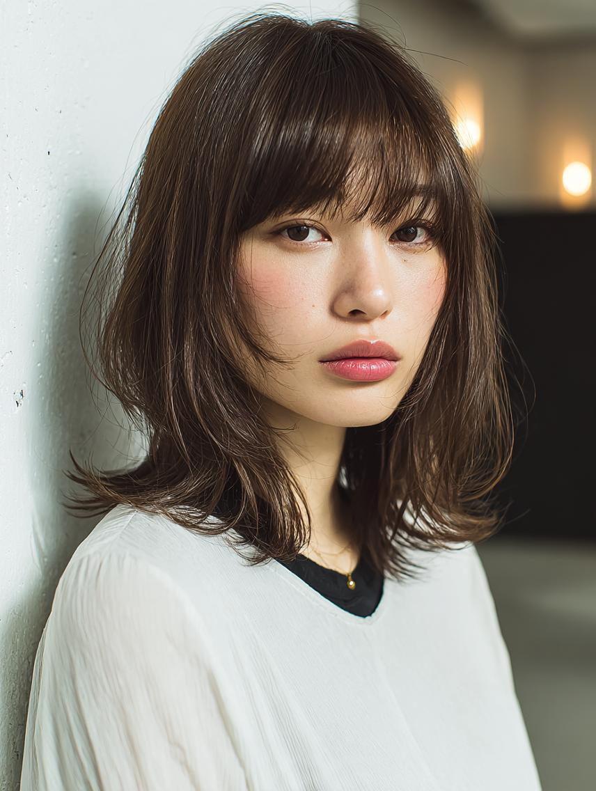 ミディアム 🍒暖色×ハイトーン ×デザイン✨まなりのヘアスタイル