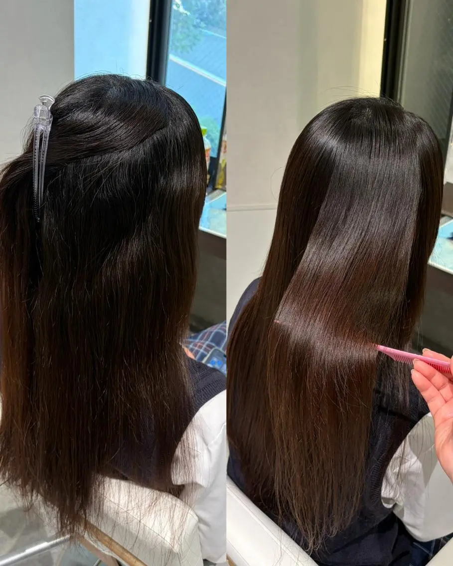 ロング ボブ ハイライト 髪質改善 レイヤーカット ロング カット 縮毛矯正 縮毛矯正特化☔️ 竹口はるかのヘアスタイル