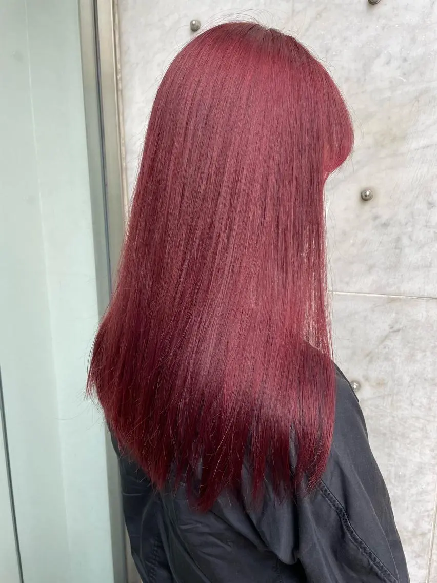 ロング カラー レッドカラー RU RIのヘアスタイル