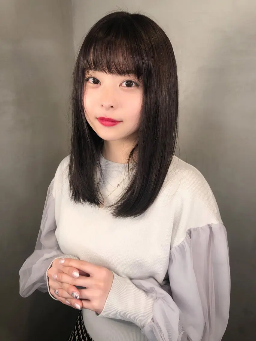 ミディアム 小顔カット カット 縮毛矯正 トリートメント 大西 直人のヘアスタイル