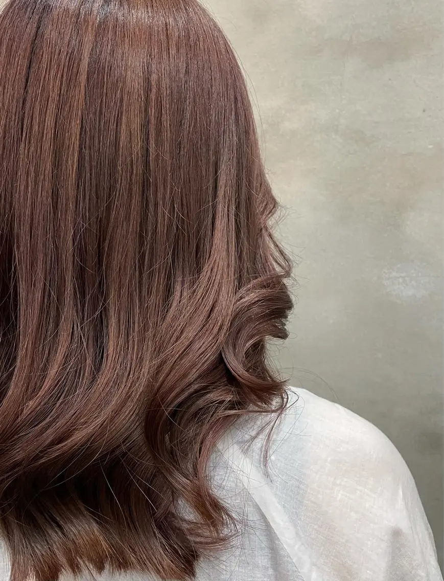 セミロング カラー ベージュカラー ピンクカラー ピンクベージュ ヘアカラー トリートメント 【ピンク/韓国ヘア/ ヘアセット】亜海のヘアスタイル