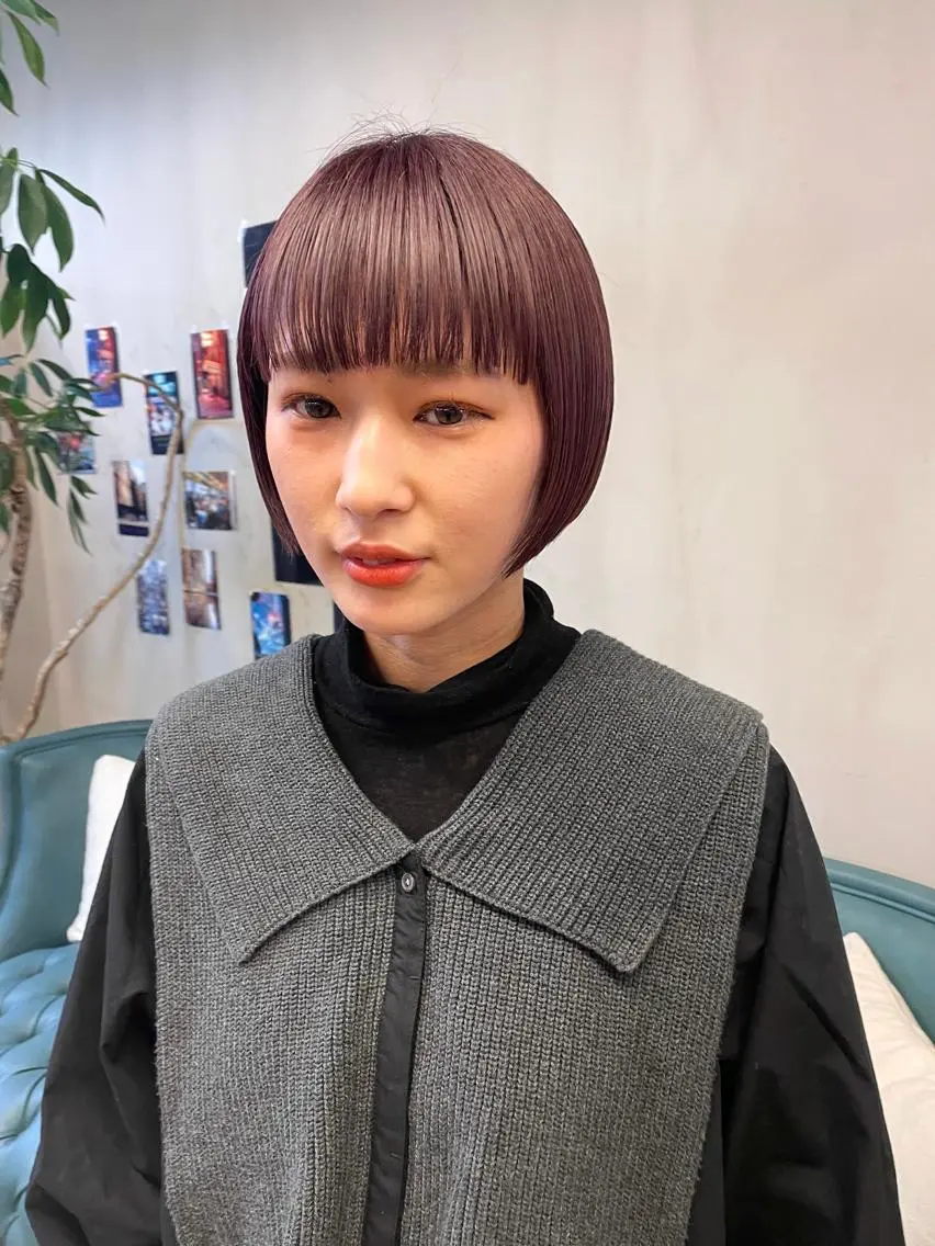 ミディアム カラー パーマ ヘアアレンジ メンズ キッズ ネイル マツエク・マツパ アイブロウ ベージュカラー ピンクカラー ピンクベージュ カラーマツエク ピンク カット ヘアカラー トリートメント tatsumi/ボブ ウルフ/レイヤーのヘアスタイル
