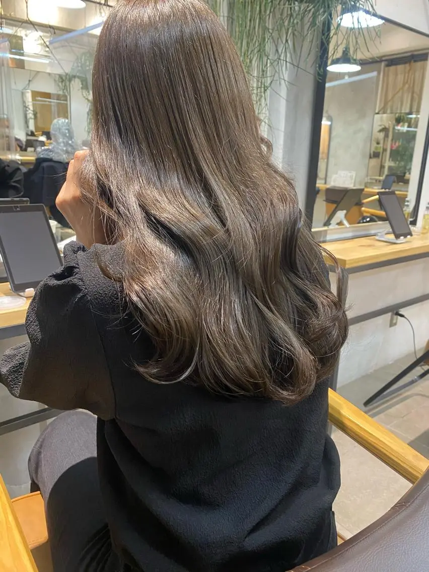 ロング カラー ブリーチ ブリーチなしカラー 透明感カラー/縮毛♡ Mariamu🫧のヘアスタイル