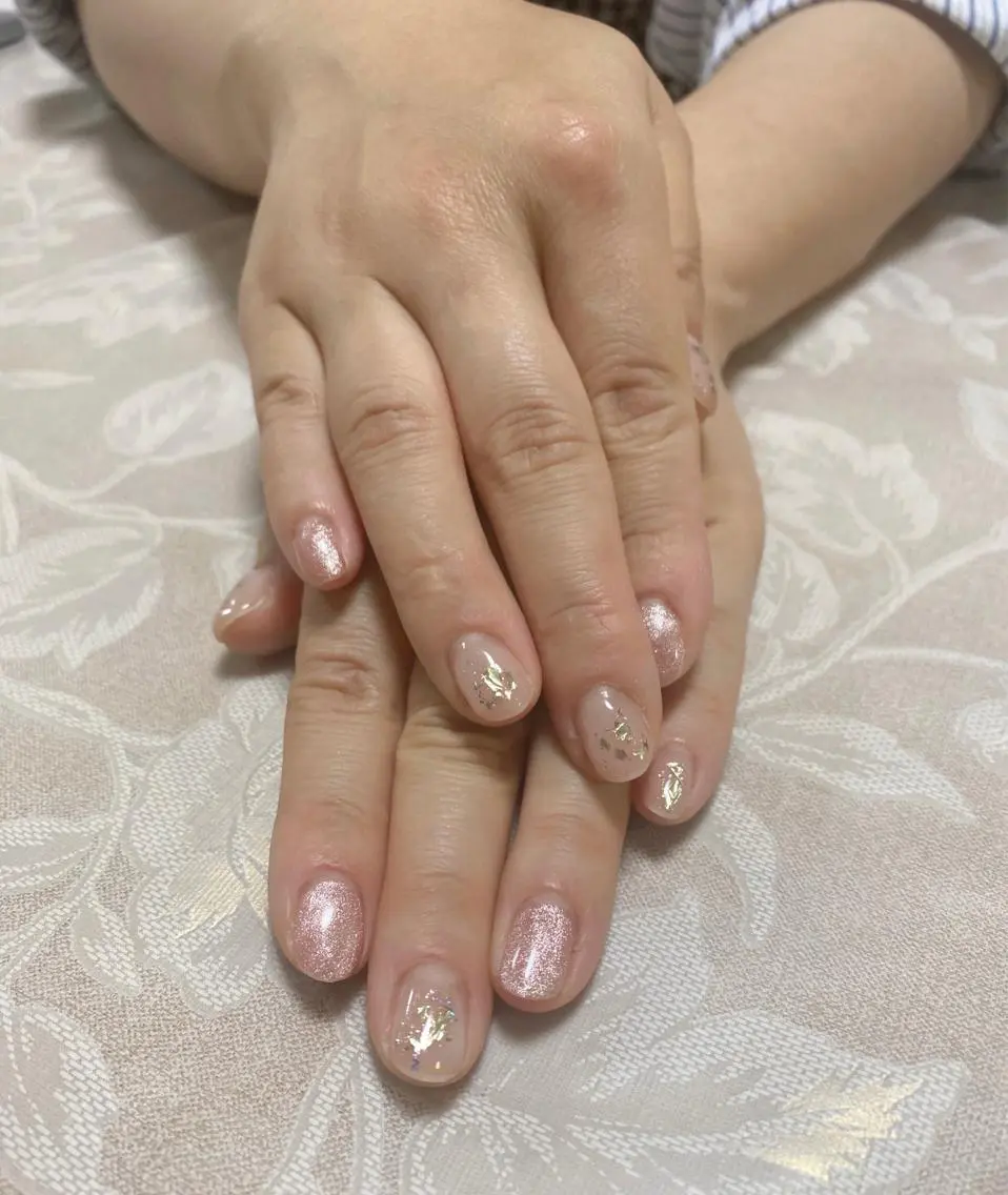 ネイル ジェルネイル ラメ(グリッター) パラジェル ハンドネイル Nail Salon K 🧸美爪育成のネイルデザイン