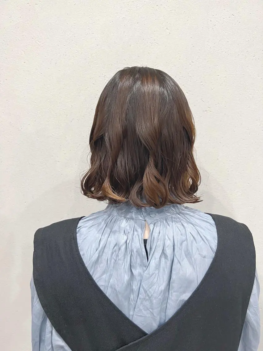 パーマ カット ヘアカラー パーマ ボブパーマコテ巻き風 パーマNo1深江秀平のヘアスタイル