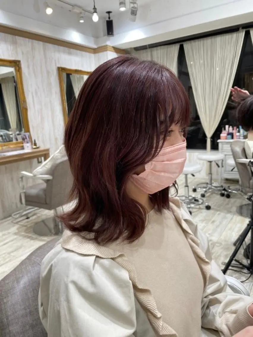 カラー ブリーチ ピンクカラー 小野 明日香のヘアスタイル