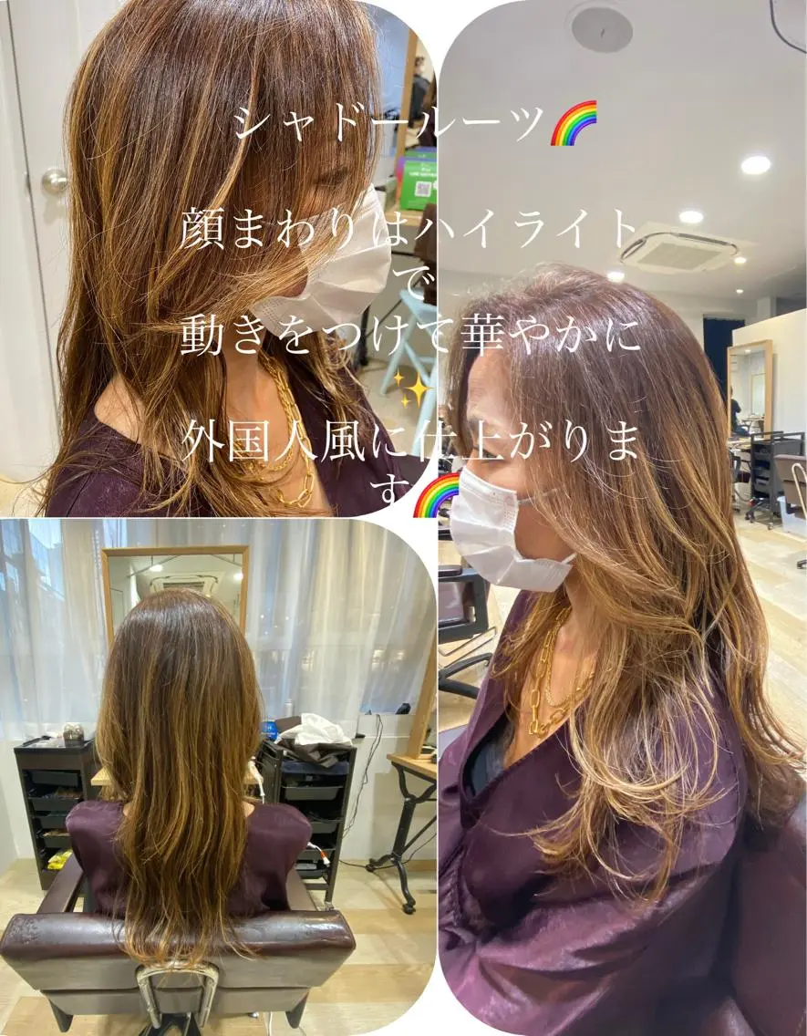 ロング 外国人風カラー ハイライト パーソナルカラー lapiax阿部のヘアスタイル
