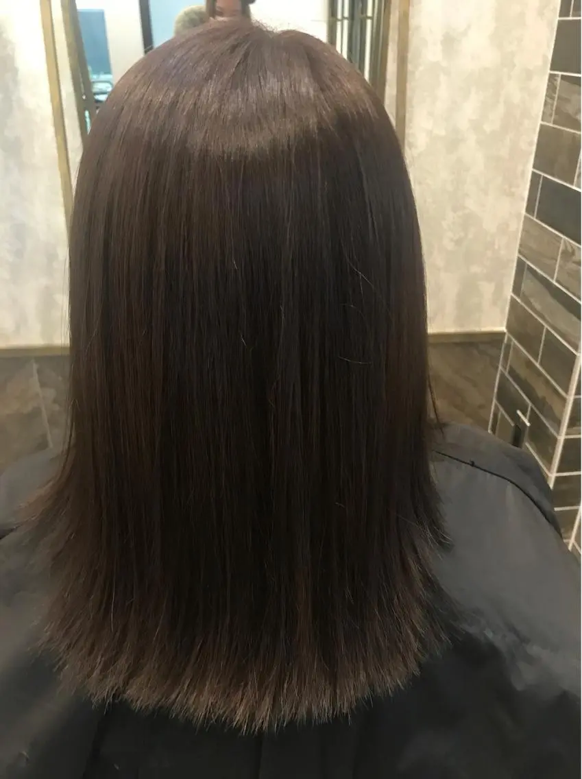 ミディアム アッシュ ハイライト カット ヘアカラー トリートメント ブリーチなし透明感 タケザワミキのヘアスタイル
