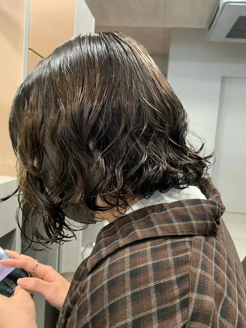 カラー パーマ ボブパーマコテ巻き風 パーマNo1深江秀平のヘアスタイル