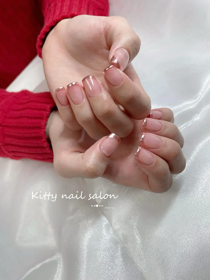 ネイル フレンチネイル ミラーネイル kitty nail salonのネイルデザイン