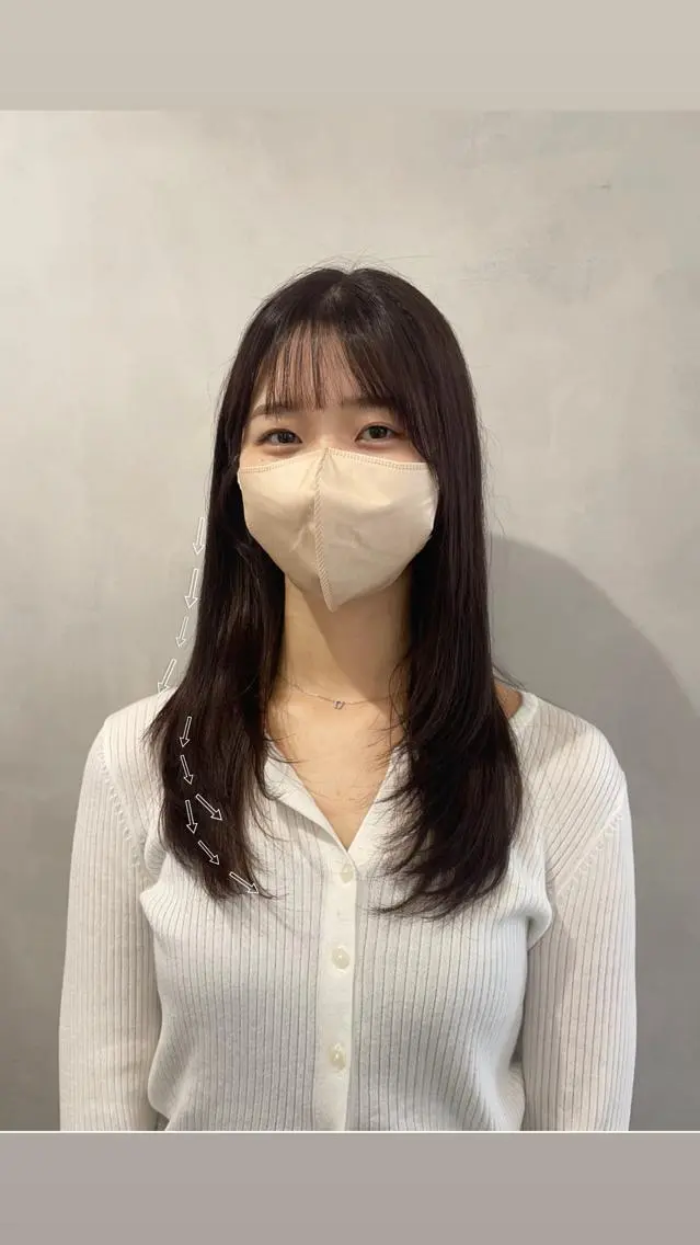 ロング ハイレイヤー 韓国風ヘア レイヤーカット カット ヘアカラー トリートメント ❤︎︎韓国ヘア❤︎︎ 𝑺𝒉𝒊𝒉𝒐のヘアスタイル