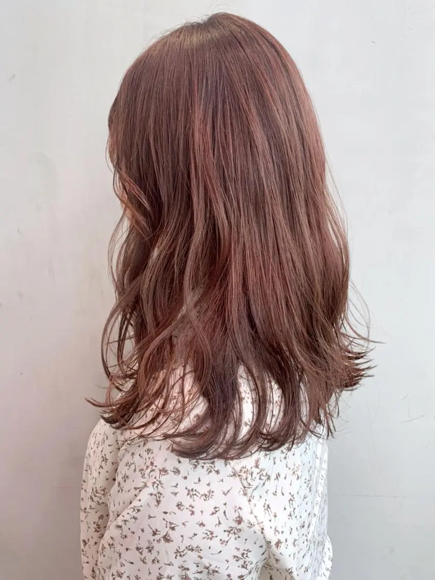 セミロング カラー パーマ ヘアアレンジ ベージュカラー ピンクカラー ピンクベージュ ITbyALBUM 中野店のヘアスタイル