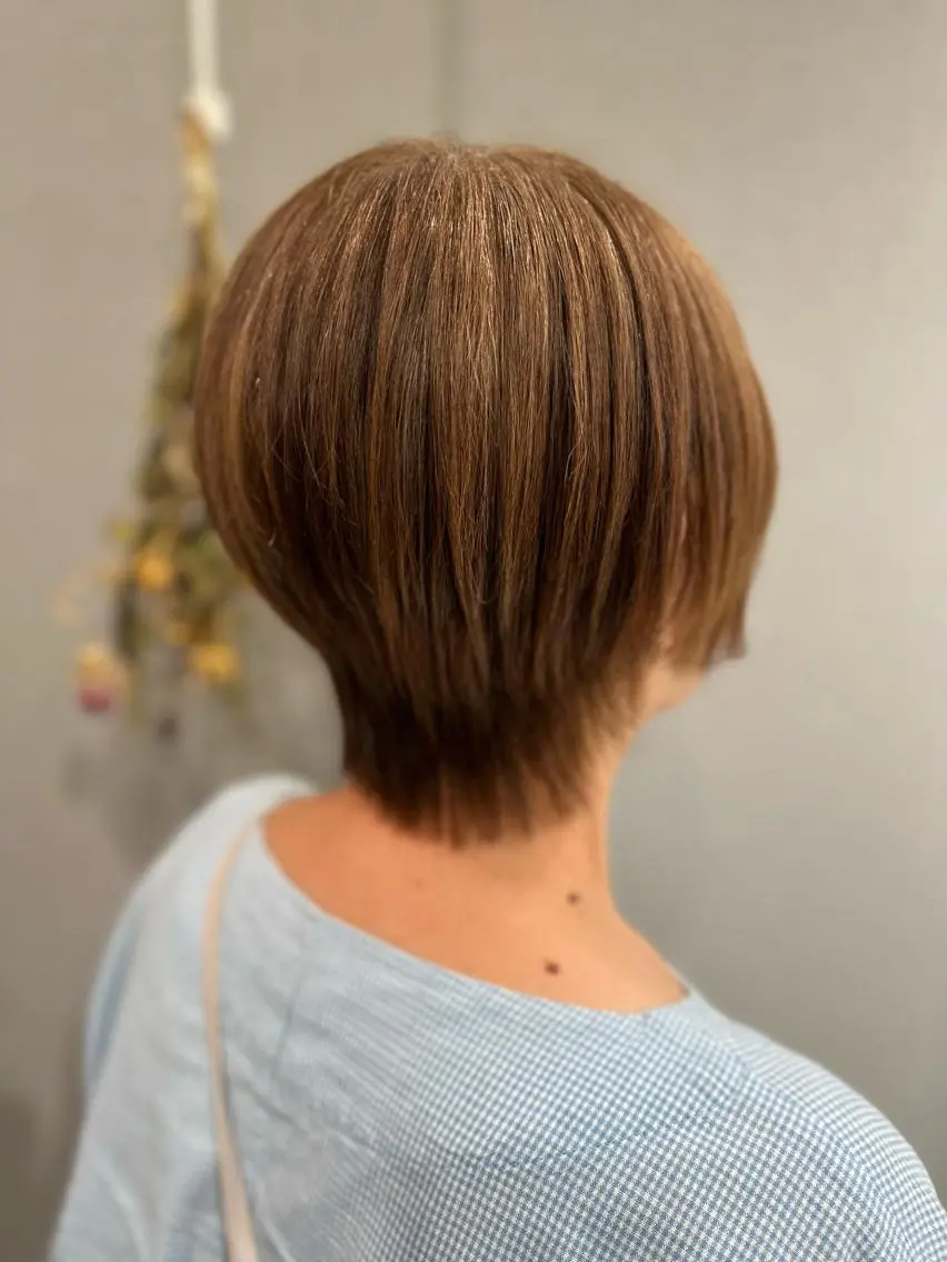 ショート ハイライト ショートヘア 酸性ストレート カット 縮毛矯正 K Harukaのヘアスタイル