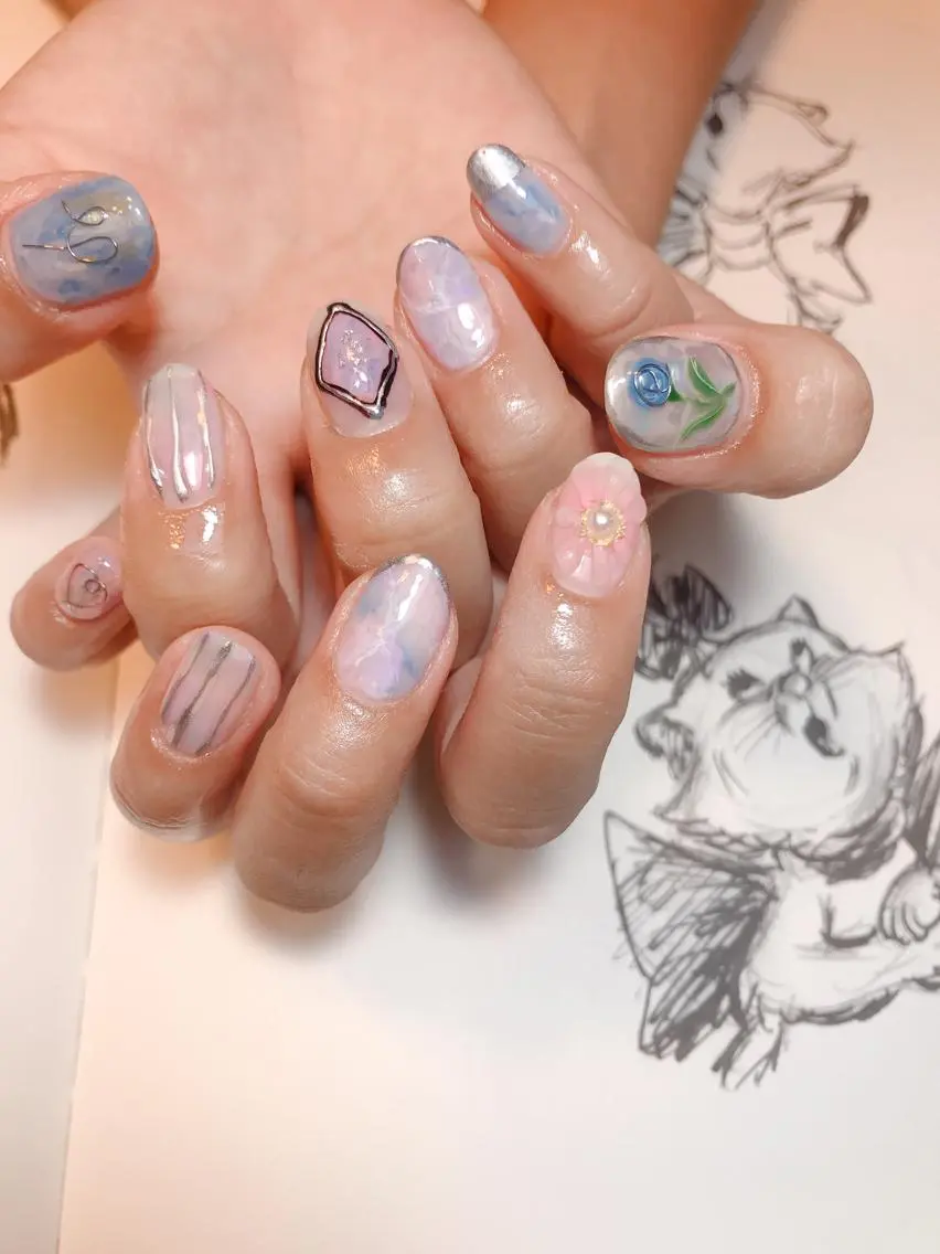 ネイル フラワーネイル ニュアンスネイル owlnail /持込みデザイン専門のネイルデザイン