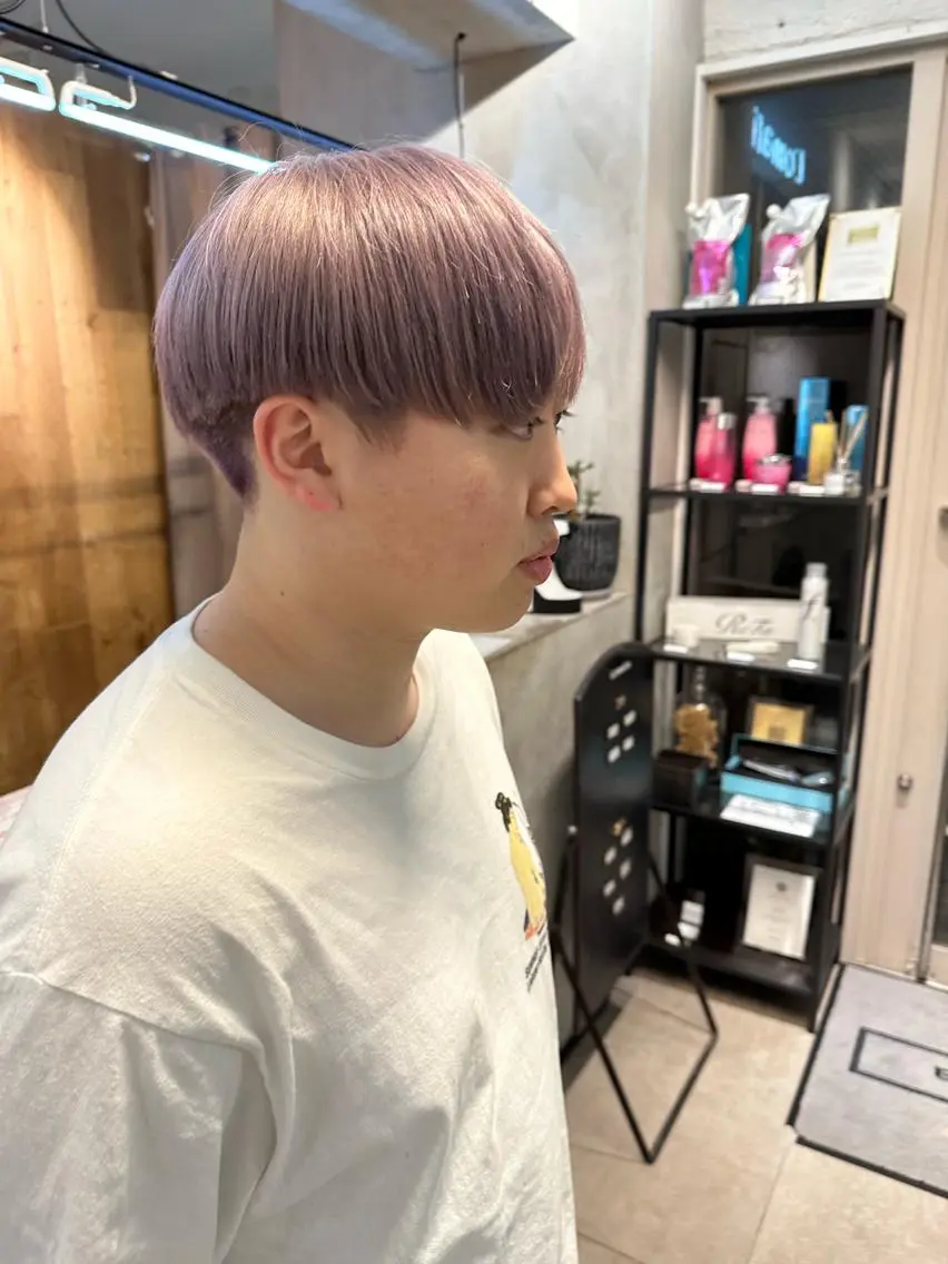 ショート カラー メンズ ヘアカラー トリートメント REINA☁️透明感 カラー/ぷつっと♡のヘアスタイル