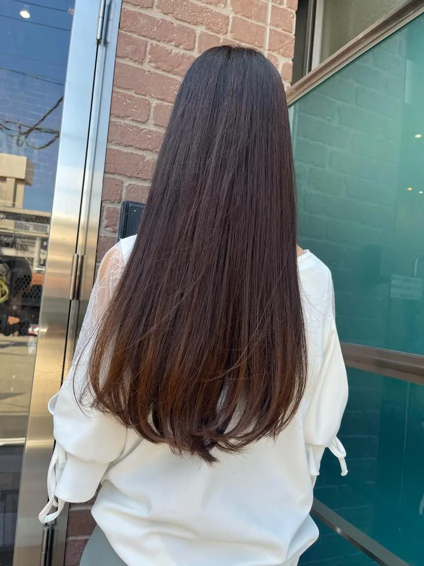 ロング カラー パーマ ヘアアレンジ メンズ キッズ ネイル マツエク・マツパ アイブロウ メンズパーマ ブラウンカラー ケアカラー 透明感カラー ピンクカラー 久木原 ゆりのヘアスタイル