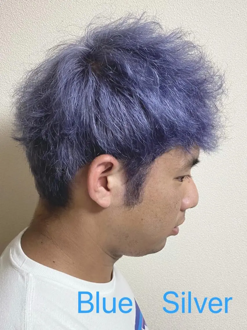 ショート カラー メンズ ブルーカラー シルバー グレージュ達人/赤み 消し/ブリーチ/岩崎のヘアスタイル