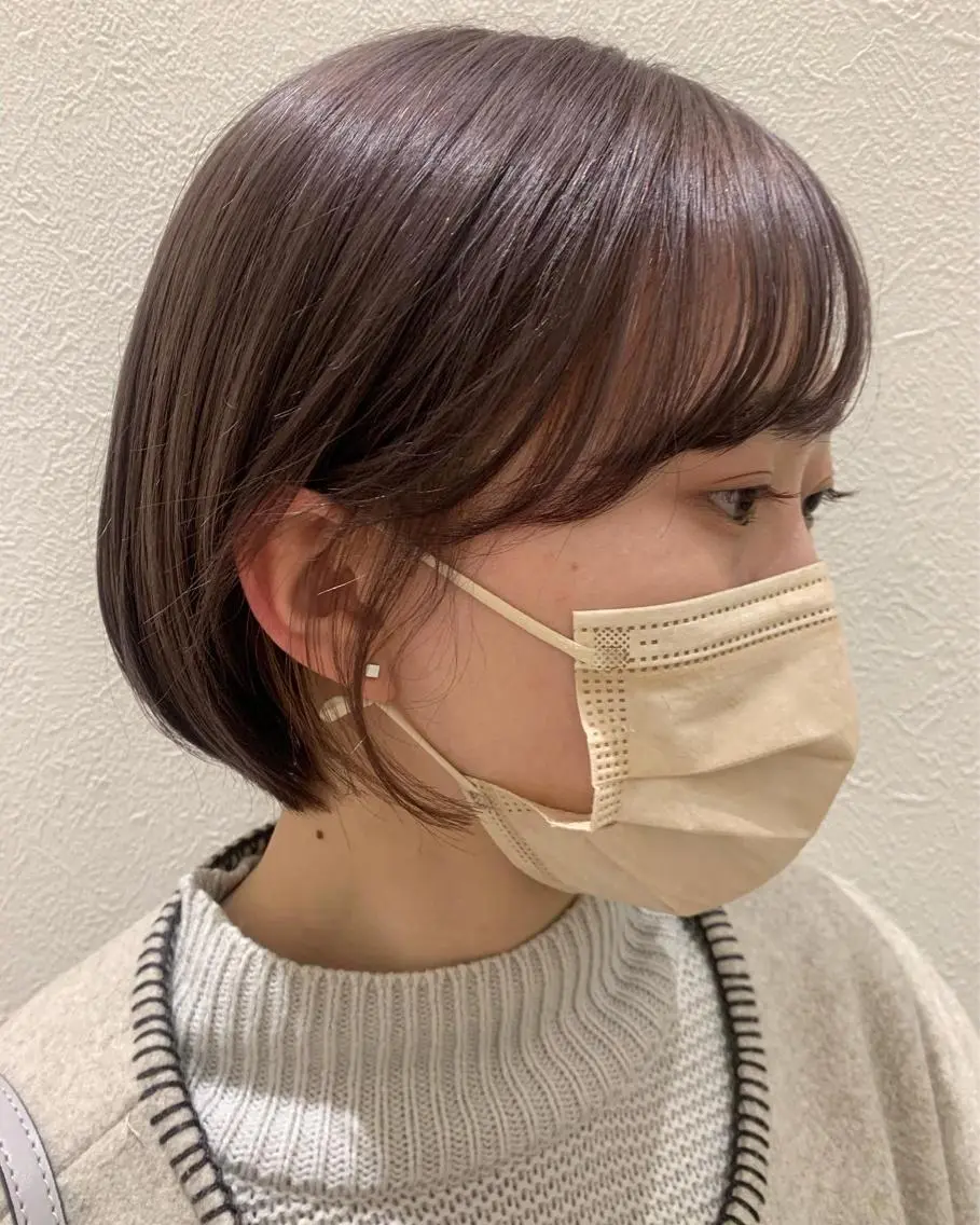 ショート カラー ブリーチ グレージュ ラベンダーカラー ラベンダーグレージュ ラベンダーグレー カット ヘアカラー トリートメント hubhair レイヤー/透明感のヘアスタイル