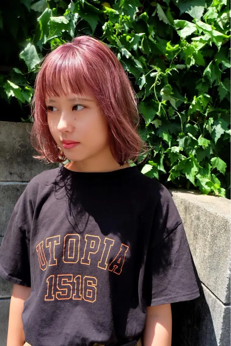 ミディアム カラー ブリーチ ケアブリーチ ハイトーンカラー ピンクカラー Pia ツボイ ケイタのヘアスタイル