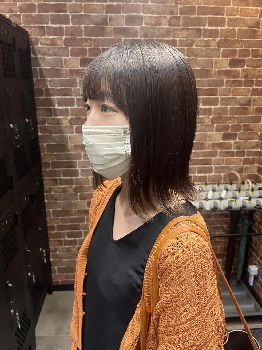 ミディアム カラー パーマ ヘアアレンジ メンズ キッズ ネイル マツエク・マツパ アイブロウ ミディアムパーマ メンズパーマ ブラウンカラー ケアカラー 透明感カラー カット ヘアカラー トリートメント ヘッドスパ 久木原 ゆりのヘアスタイル
