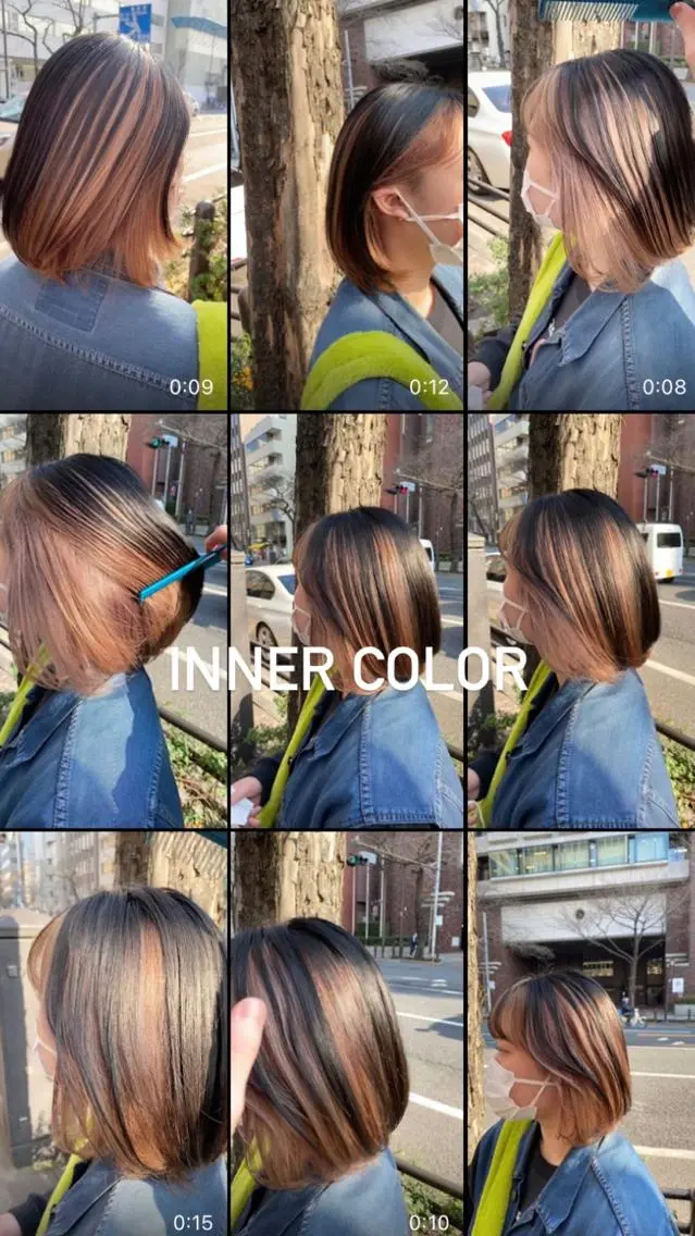カラー インナーカラー 韓国ヘア レイヤーカットのヘアスタイル