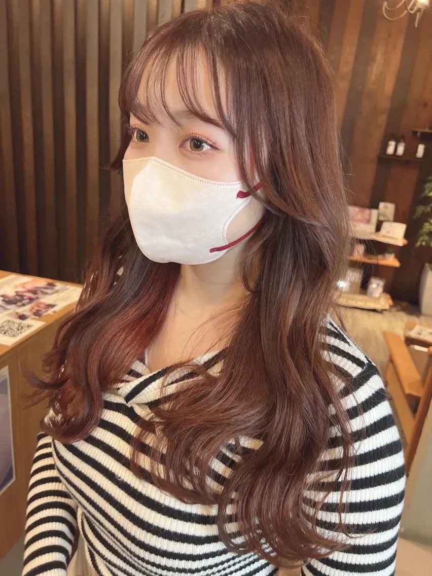 セミロング カラー ベージュカラー ブリーチ ブリーチなしカラー ピンクカラー ピンクベージュ 具志 正太のヘアスタイル