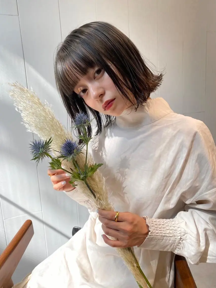 ミディアム センターパート／マッ シュ／パーマ　あさみのヘアスタイル