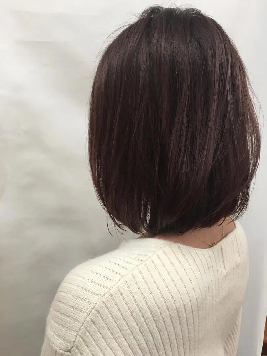 ミディアム カラー パープルカラー ボブ 🍀失敗しない 縮毛矯正熊谷竜馬🍀のヘアスタイル