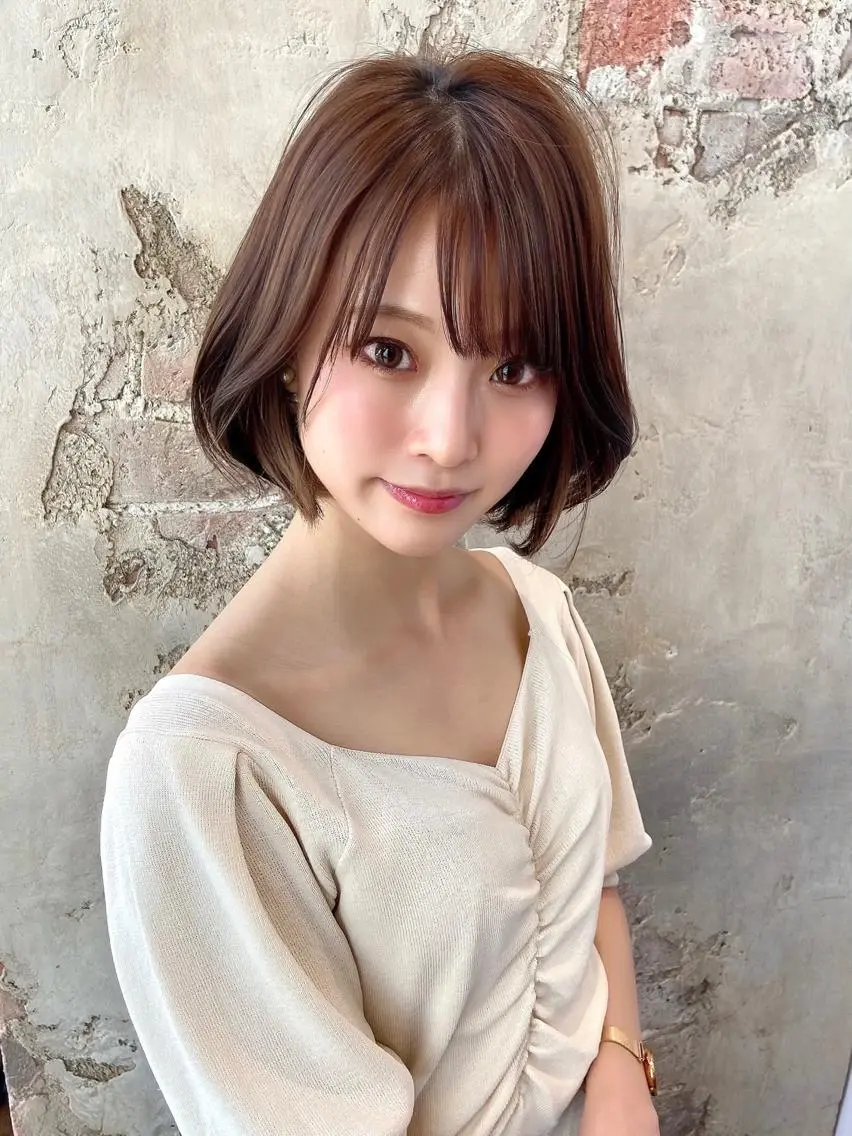 ショート カラー パーマ ヘアアレンジ ボブ 🌈小顔似合わせ SHIHO🌈のヘアスタイル
