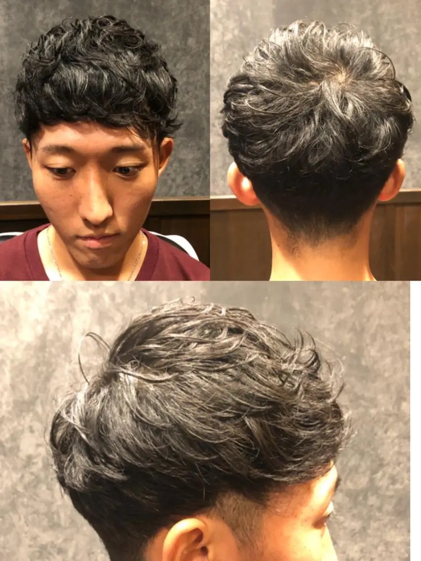 ミディアム メンズ ミディアムパーマ マッシュ メンズパーマ くせ毛 カット指名No1漆原 聡のヘアスタイル