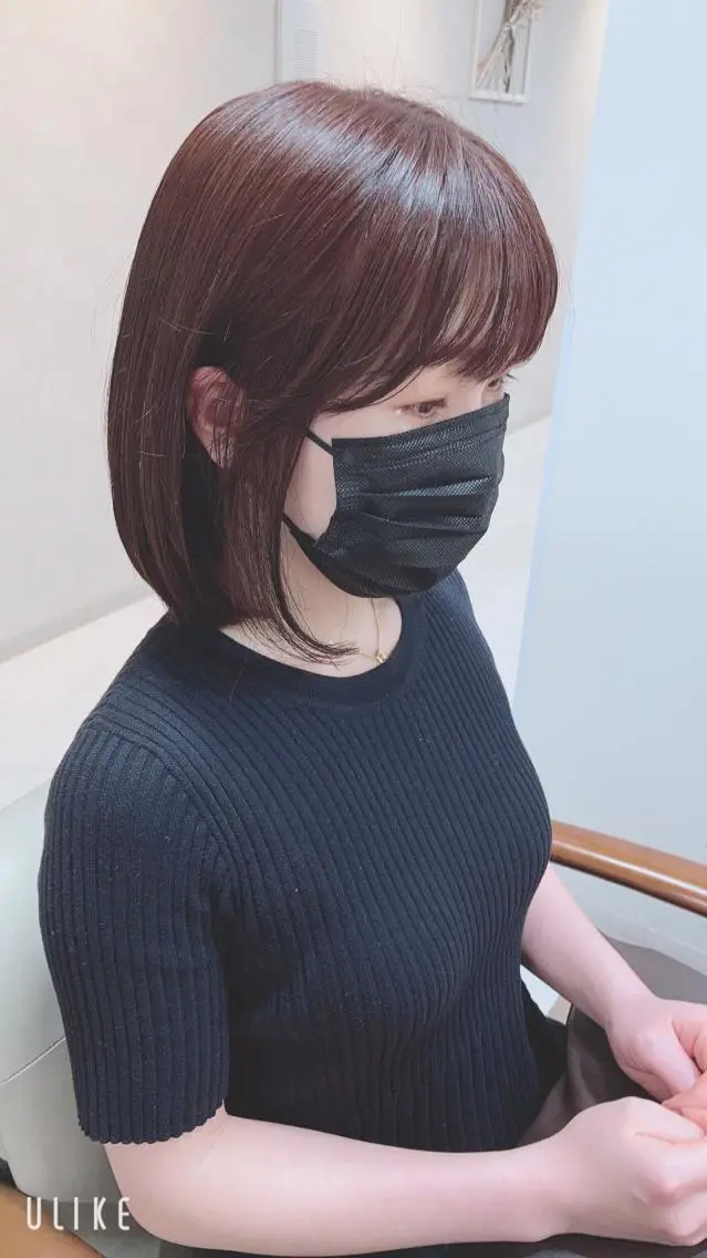 ミディアム カラー ブラウンカラー ピンクカラー ピンクブラウン ボブ 髪質改善 Chainon 山中 拓也のヘアスタイル