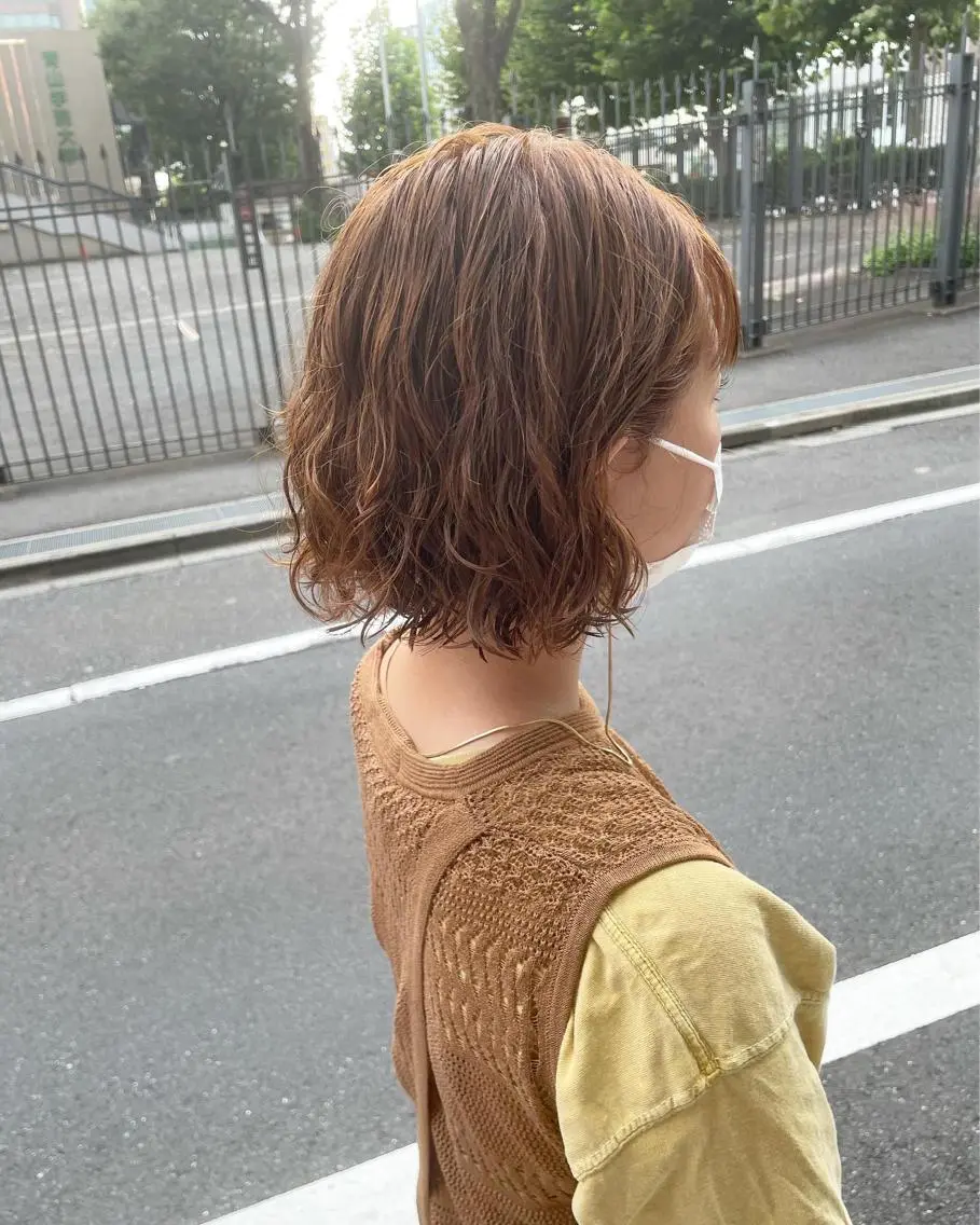 ミディアム カラー パーマ キッズ カット パーマ トリートメント オトナヘア🌸 harukaのヘアスタイル