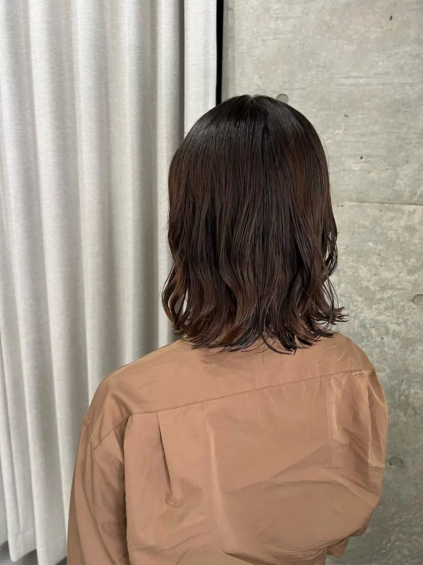 ミディアム パーマ カット パーマ トリートメント ボブパーマコテ巻き風 パーマNo1深江秀平のヘアスタイル