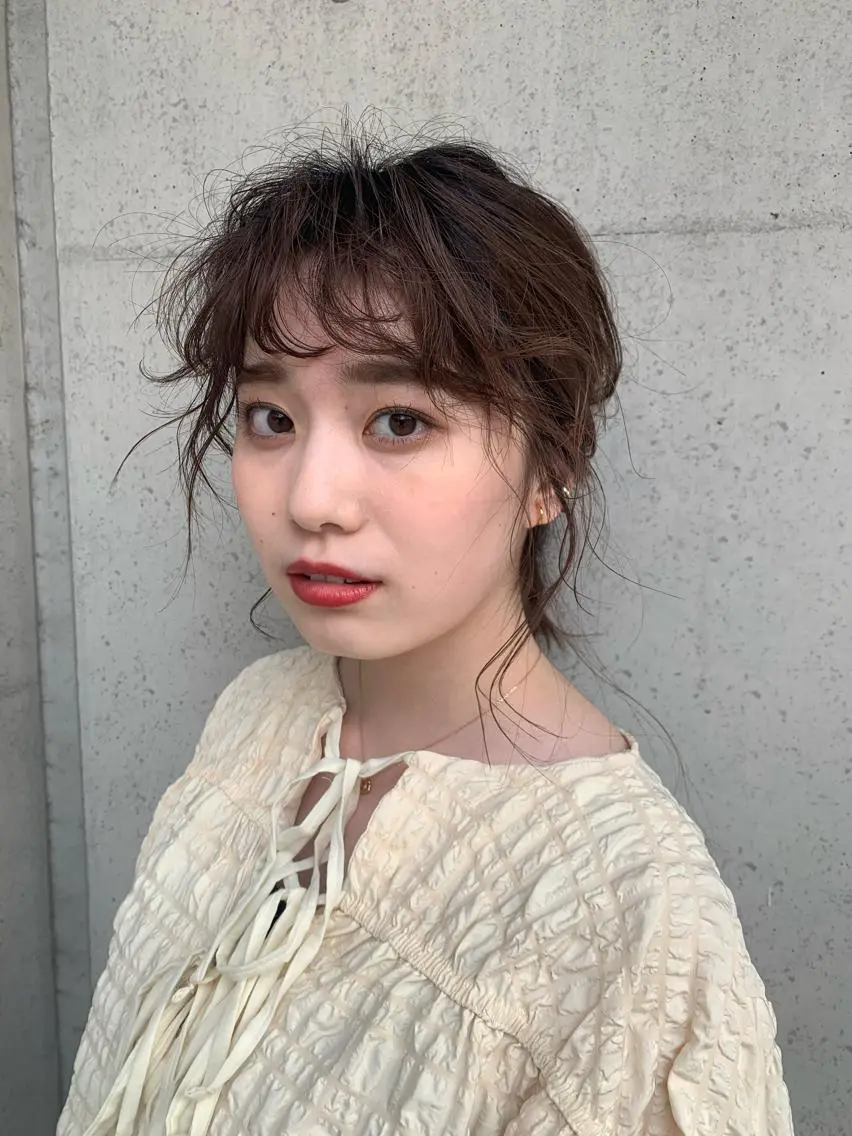 セミロング カラー パーマ hubhair レイヤー/透明感のヘアスタイル