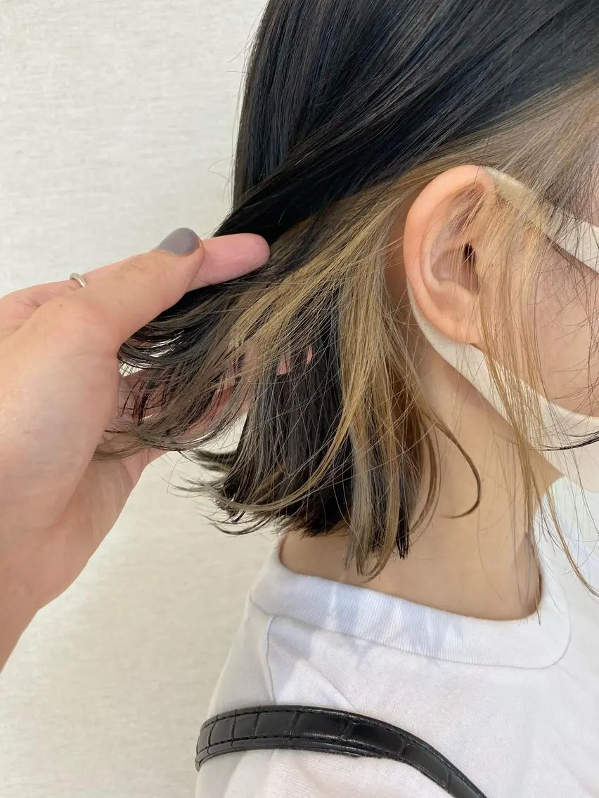 ショート カラー ベージュカラー インナーカラー ホワイトベージュ ボブ/salut町田 🧡kanaのヘアスタイル