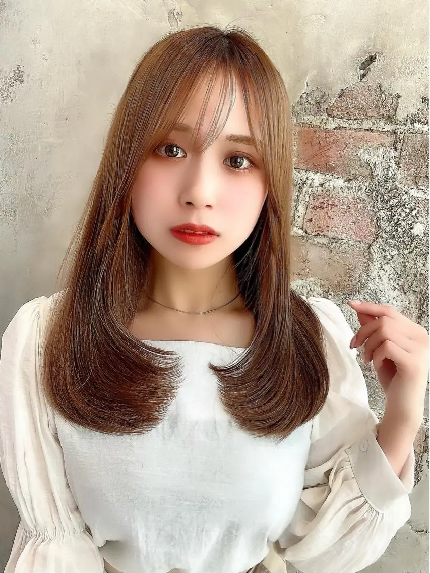 セミロング カラー パーマ ヘアアレンジ 韓国風ヘア レイヤーカット 🌈小顔似合わせ SHIHO🌈のヘアスタイル