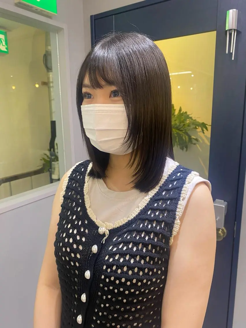 ミディアム 顔まわりレイヤー 顔周りカット レイヤーカット トリートメント きよはらちさき🍑 柔らかカラー🌱🫧のヘアスタイル