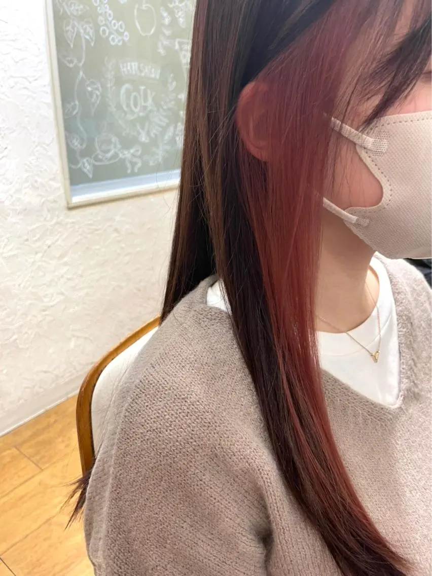 ロング カラー ミストバング イヤリングカラー フェイスフレーミング グラデーションカラー ロング Colk ☆のマツエク・マツパデザイン